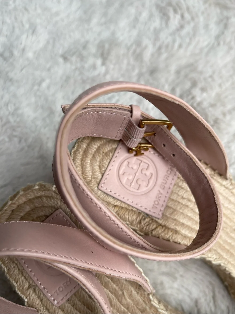 Tory Burch Bima Leather Espadrille Ankle-Strap Sandals in pink Size 9